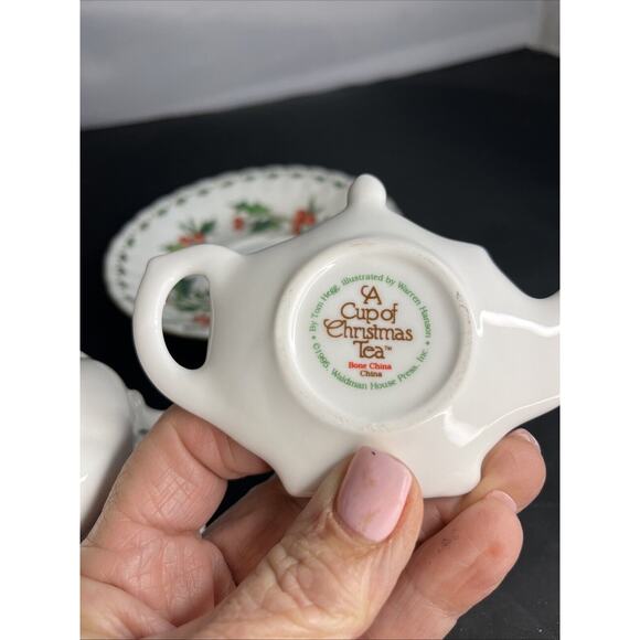 Vintage 1992 Waldman House Teacup,Saucer & Tea Bag CUP OF CHRISTMAS TEA Tom Hegg - Picture 9 of 11
